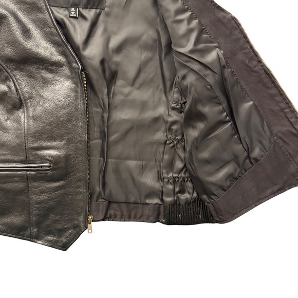 Xelement Womens Leather Motorcycle Vest XL Black Biker NWT Zip Front Pockets - Picture 5 of 9